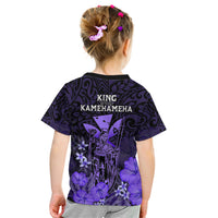 Polynesian Pride King Kamehameha Day Hawaii Kid T Shirt Polynesia Tribal Kanaka And Hibiscus Purple LT14 - Polynesian Pride