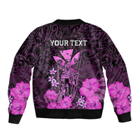 Personalised King Kamehameha Day Hawaii Bomber Jacket Polynesia Tribal Kanaka And Hibiscus Pink LT14 - Polynesian Pride