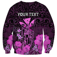 Personalised King Kamehameha Day Hawaii Sweatshirt Polynesia Tribal Kanaka And Hibiscus Pink LT14 - Polynesian Pride