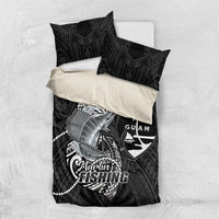 Guam Blue Marlin Fishing Bedding Set Guahan Fish Hook Tattoo Black Version LT14 US Twin 172cm x 218cm Black - Polynesian Pride