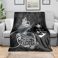 Guam Blue Marlin Fishing Blanket Guahan Fish Hook Tattoo Black Version LT14 - Polynesian Pride