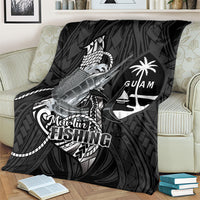 Guam Blue Marlin Fishing Blanket Guahan Fish Hook Tattoo Black Version LT14 - Polynesian Pride