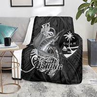 Guam Blue Marlin Fishing Blanket Guahan Fish Hook Tattoo Black Version LT14 - Polynesian Pride