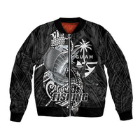 Guam Blue Marlin Fishing Bomber Jacket Guahan Fish Hook Tattoo Black Version LT14 Unisex Black - Polynesian Pride