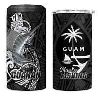 Guam Blue Marlin Fishing 4 in 1 Can Cooler Tumbler Guahan Fish Hook Tattoo Black Version LT14 One Size: 16 oz Black - Polynesian Pride