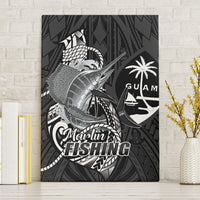 Guam Blue Marlin Fishing Canvas Wall Art Guahan Fish Hook Tattoo Black Version LT14 Without Frame Black - Polynesian Pride