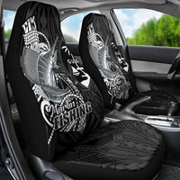 Guam Blue Marlin Fishing Car Seat Cover Guahan Fish Hook Tattoo Black Version LT14 - Polynesian Pride