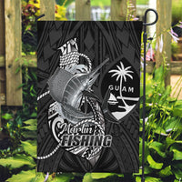 Guam Blue Marlin Fishing Garden Flag Guahan Fish Hook Tattoo Black Version LT14 Garden Flag Black - Polynesian Pride
