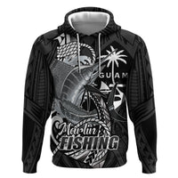 Guam Blue Marlin Fishing Hoodie Guahan Fish Hook Tattoo Black Version LT14 Pullover Hoodie Black - Polynesian Pride