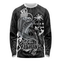 Guam Blue Marlin Fishing Long Sleeve Shirt Guahan Fish Hook Tattoo Black Version LT14 Unisex Black - Polynesian Pride