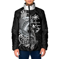 Guam Blue Marlin Fishing Padded Jacket Guahan Fish Hook Tattoo Black Version LT14 Men Black - Polynesian Pride