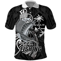 Guam Blue Marlin Fishing Polo Shirt Guahan Fish Hook Tattoo Black Version LT14 Black - Polynesian Pride