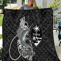 Guam Blue Marlin Fishing Quilt Guahan Fish Hook Tattoo Black Version LT14 Black - Polynesian Pride