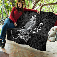 Guam Blue Marlin Fishing Quilt Guahan Fish Hook Tattoo Black Version LT14 - Polynesian Pride