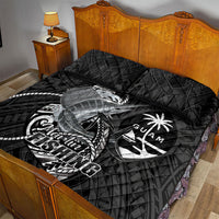 Guam Blue Marlin Fishing Quilt Bed Set Guahan Fish Hook Tattoo Black Version LT14 - Polynesian Pride