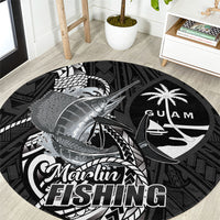 Guam Blue Marlin Fishing Round Carpet Guahan Fish Hook Tattoo Black Version LT14 Black - Polynesian Pride