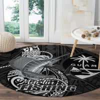 Guam Blue Marlin Fishing Round Carpet Guahan Fish Hook Tattoo Black Version LT14 - Polynesian Pride