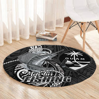 Guam Blue Marlin Fishing Round Carpet Guahan Fish Hook Tattoo Black Version LT14 - Polynesian Pride