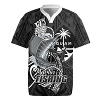 Guam Blue Marlin Fishing Rugby Jersey Guahan Fish Hook Tattoo Black Version LT14 Black - Polynesian Pride