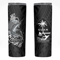 Guam Blue Marlin Fishing Skinny Tumbler Guahan Fish Hook Tattoo Black Version LT14 Black - Polynesian Pride