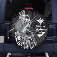 Guam Blue Marlin Fishing Spare Tire Cover Guahan Fish Hook Tattoo Black Version LT14 No hole Black - Polynesian Pride