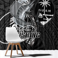 Guam Blue Marlin Fishing Window Curtain Guahan Fish Hook Tattoo Black Version LT14 - Polynesian Pride