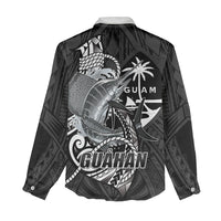 Guam Blue Marlin Fishing Women Casual Shirt Guahan Fish Hook Tattoo Black Version LT14 - Polynesian Pride