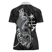 Guam Blue Marlin Fishing Women Polo Shirt Guahan Fish Hook Tattoo Black Version LT14 - Polynesian Pride