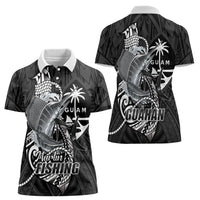 Guam Blue Marlin Fishing Women Polo Shirt Guahan Fish Hook Tattoo Black Version LT14 - Polynesian Pride