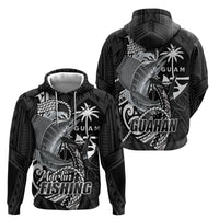 Guam Blue Marlin Fishing Zip Hoodie Guahan Fish Hook Tattoo Black Version LT14 - Polynesian Pride
