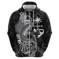 Guam Blue Marlin Fishing Zip Hoodie Guahan Fish Hook Tattoo Black Version LT14 - Polynesian Pride