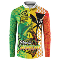 Hawaii Blue Marlin Fishing Button Sweatshirt Hawaiian Kanaka Kakau Reggae LT14 Reggae - Polynesian Pride