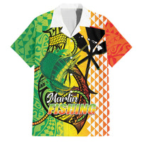 Hawaii Blue Marlin Fishing Family Matching Off Shoulder Maxi Dress and Hawaiian Shirt Hawaiian Kanaka Kakau Reggae