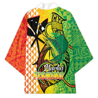 Hawaii Blue Marlin Fishing Kimono Hawaiian Kanaka Kakau Reggae LT14 - Polynesian Pride