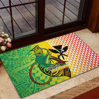 Hawaii Blue Marlin Fishing Rubber Doormat Hawaiian Kanaka Kakau Reggae LT14 - Polynesian Pride