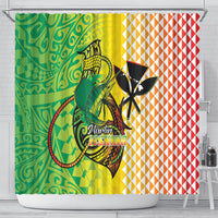 Hawaii Blue Marlin Fishing Shower Curtain Hawaiian Kanaka Kakau Reggae LT14 - Polynesian Pride