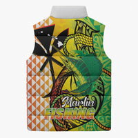 Hawaii Blue Marlin Fishing Sleeveless Puffer Jacket Hawaiian Kanaka Kakau Reggae LT14 - Polynesian Pride