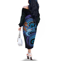 Personalised Blue Marlin Fishing New Zealand Family Matching Off The Shoulder Long Sleeve Dress and Hawaiian Shirt NZ Kiwi Cowboy Born To Fish