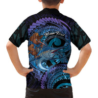 Personalised Blue Marlin Fishing New Zealand Kid Hawaiian Shirt NZ Kiwi Cowboy Born To Fish