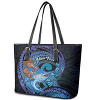 Personalised Blue Marlin Fishing New Zealand Leather Tote Bag NZ Kiwi Cowboy Born To Fish