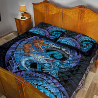 Personalised Blue Marlin Fishing New Zealand Quilt Bed Set NZ Kiwi Cowboy Born To Fish