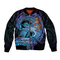 Personalised Blue Marlin Fishing New Zealand Sleeve Zip Bomber Jacket NZ Kiwi Cowboy Born To Fish