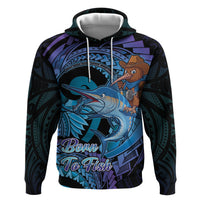 Personalised Blue Marlin Fishing New Zealand Zip Hoodie NZ Kiwi Cowboy Born To Fish