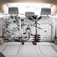 Japan And Hawaii Back Car Seat Cover Sakura Koi Fish Hawaiian Lei Kanaka - Polynesian Pride