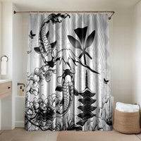 Japan And Hawaii Bathroom Set Sakura Koi Fish Hawaiian Lei Kanaka - Polynesian Pride