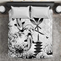 Japan And Hawaii Bedding Set Sakura Koi Fish Hawaiian Lei Kanaka - Polynesian Pride