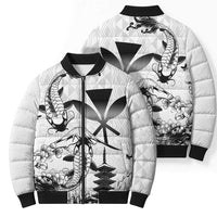 Japan And Hawaii Bomber Puffer Jacket Sakura Koi Fish Hawaiian Lei Kanaka LT14 - Polynesian Pride