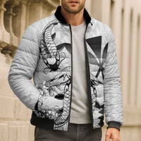 Japan And Hawaii Bomber Puffer Jacket Sakura Koi Fish Hawaiian Lei Kanaka LT14 - Polynesian Pride