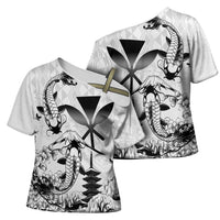 Japan And Hawaii Cross Shoulder Shirt Sakura Koi Fish Hawaiian Lei Kanaka LT14 - Polynesian Pride