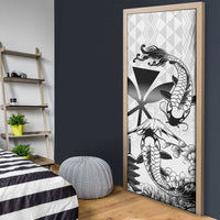 Japan And Hawaii Door Cover Sakura Koi Fish Hawaiian Lei Kanaka LT14 - Polynesian Pride